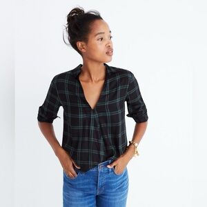 MADEWELL - Wrap-Front Shirt in Palma Plaid, Size small